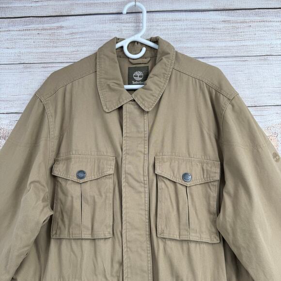 Timberland Brookfield Mountain Twill Bomber Jacket Mens XL Beige Cargo Explorer - Picture 3 of 14